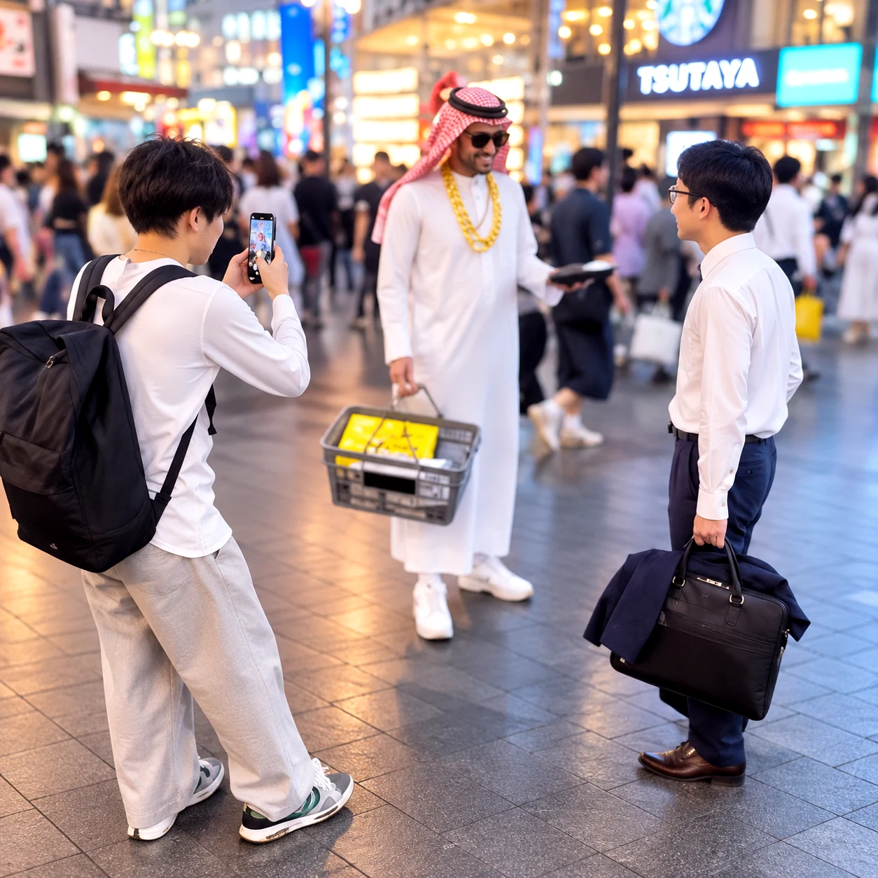 街中で撮影を行うスタッフの様子